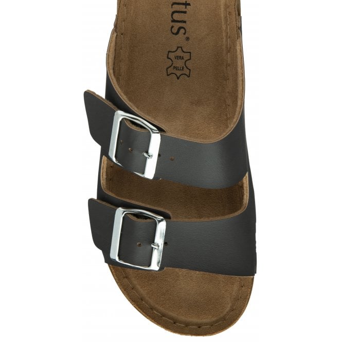 Black Cortona Open-Toe Mule Sandals | Lotus