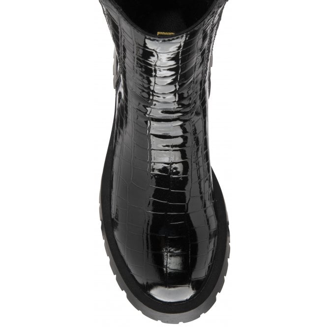 Black Croc-Print Corinna Ankle Boots | Lotus