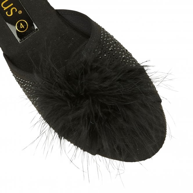 Black & Diamante Allure Slippers | Lotus