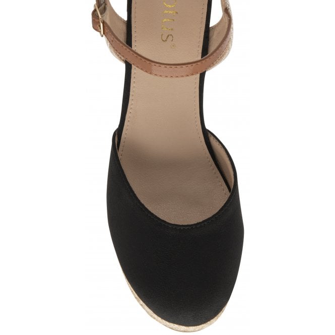 Black Katie Espadrille Wedge Shoes | Lotus