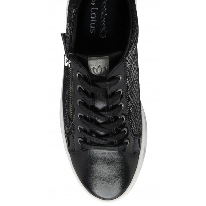Black Leather & Snake-Print Sky Casual Trainers | Stressless By Lotus