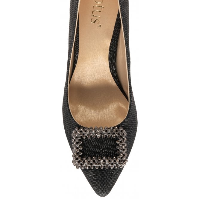 Black Snake-Print Petunia Court Shoes | Lotus