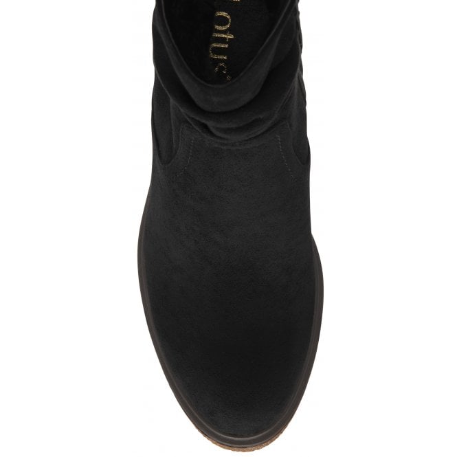Black Textile Danica Heeled Ankle Boots | Lotus
