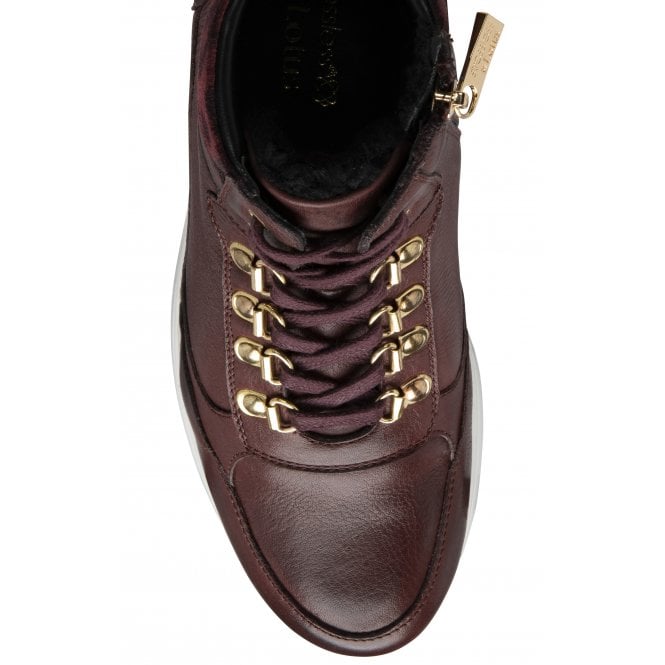 Bordo Leather & Leopard-Print Saskia High Top Trainers | Stressless By Lotus