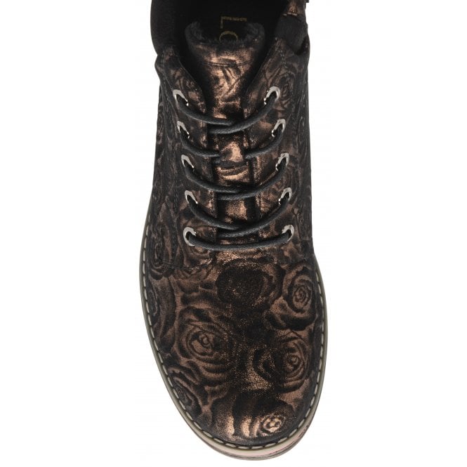 Bronze Floral-Print Nova Ankle Boots | Lotus