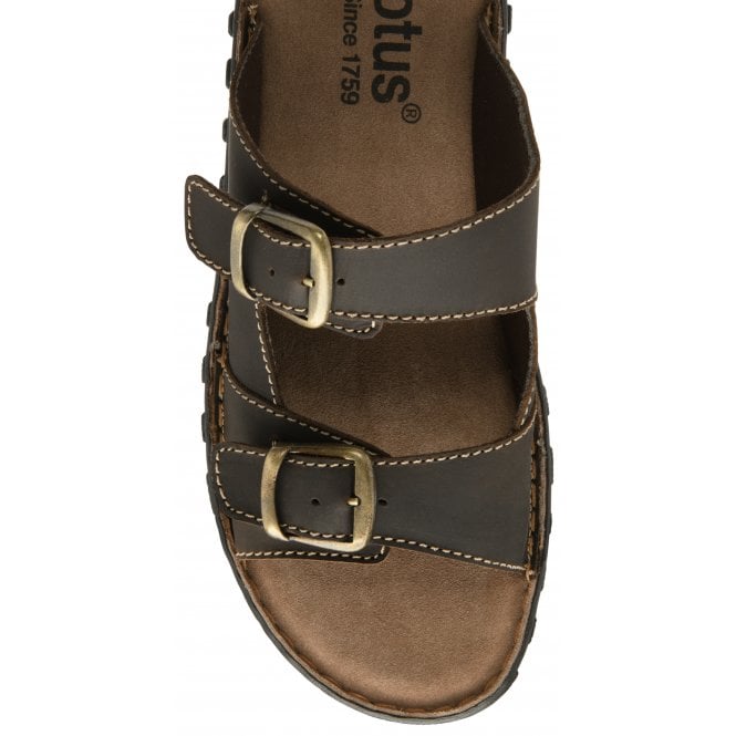Brown Leather Kenton Mule Open-Toe Sandals | Lotus