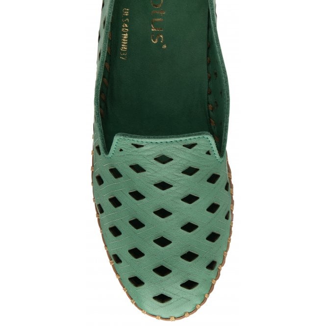 Green Leather Karson Slip-On Shoes | Lotus