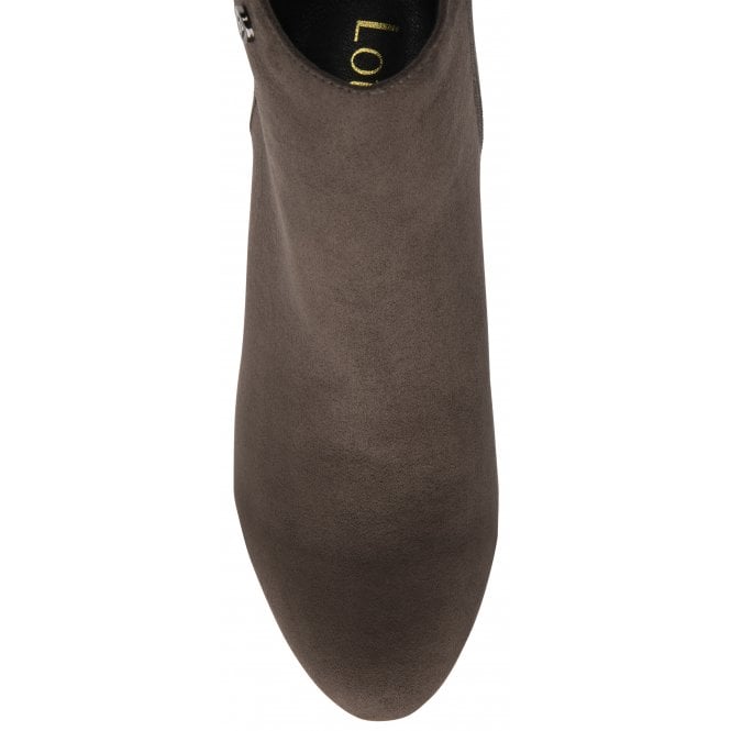 Grey Textile Cassandra Heeled Ankle Boots | Lotus