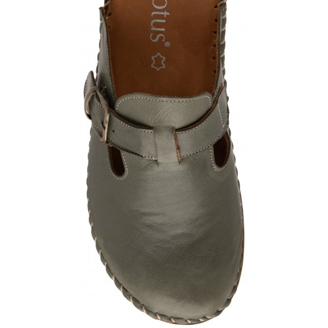 Khaki Leather Kerry Round-Toe Mules | Lotus