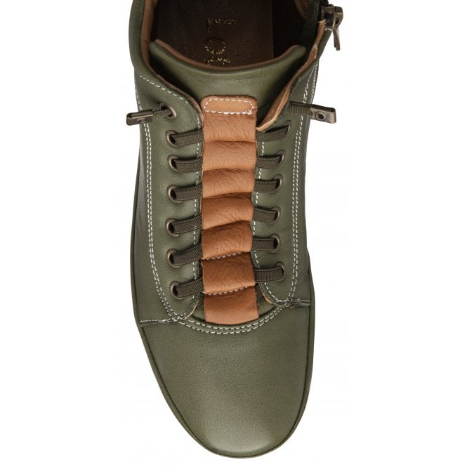 Khaki & Tan Leather Frida Ankle Boots | Lotus