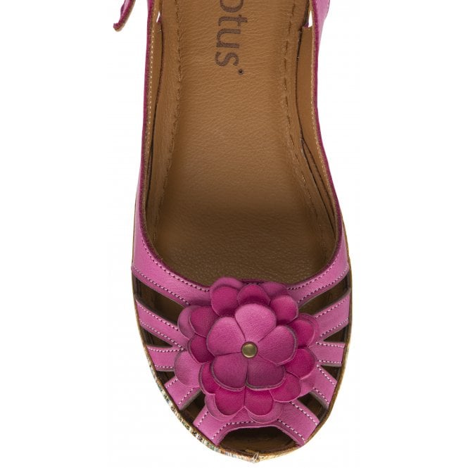 Magenta Leather Caria Slingback Shoes | Lotus