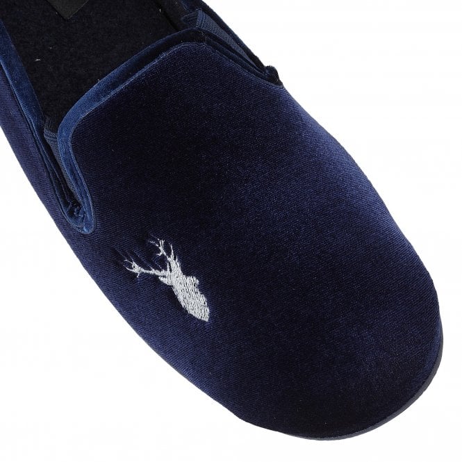Navy Clarence Velour Slippers | Lotus