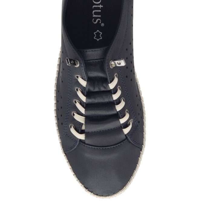 Navy Leather Kamari Casual Slip-On Shoes | Lotus