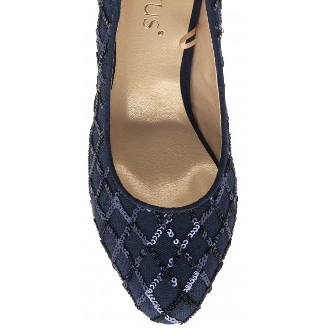 Navy Lucia Patterned Court Shoes | Lotus