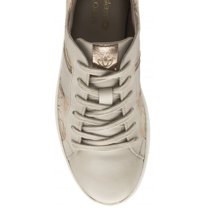 Nude & Metallic-Print Leather Simone Casual Trainers | Stressless By Lotus
