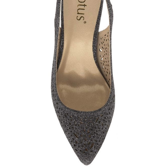 Pewter Textile Lyla Slingback Court Shoes | Lotus