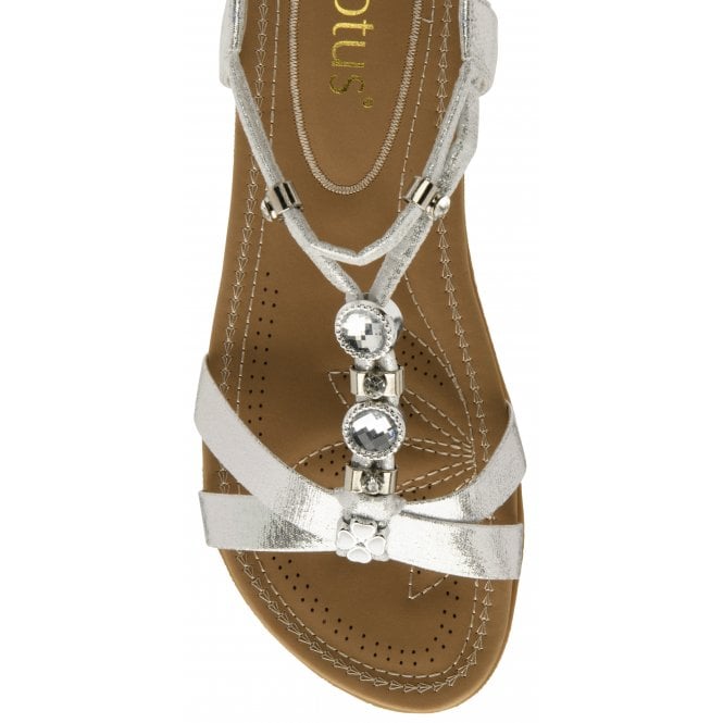 Silver Bettina Flat Open-Toe Sandals | Lotus