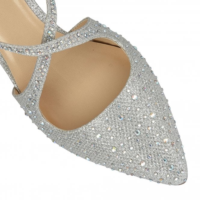 Silver & Diamante Panache Court Shoes | Lotus