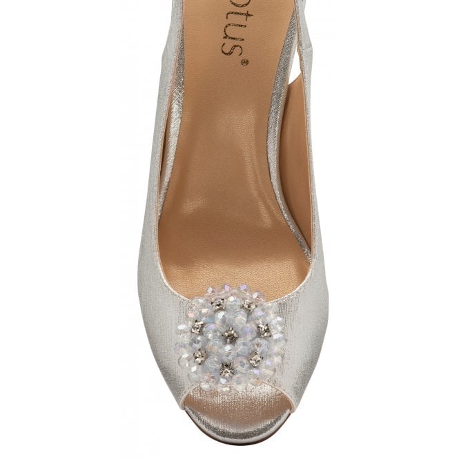 Silver Shimmer Elodie Sling-Back Shoes | Lotus