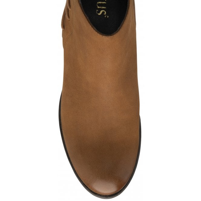 Tan Leather & Leopard-Print Leather Etta Zip-Up Ankle Boots | Lotus