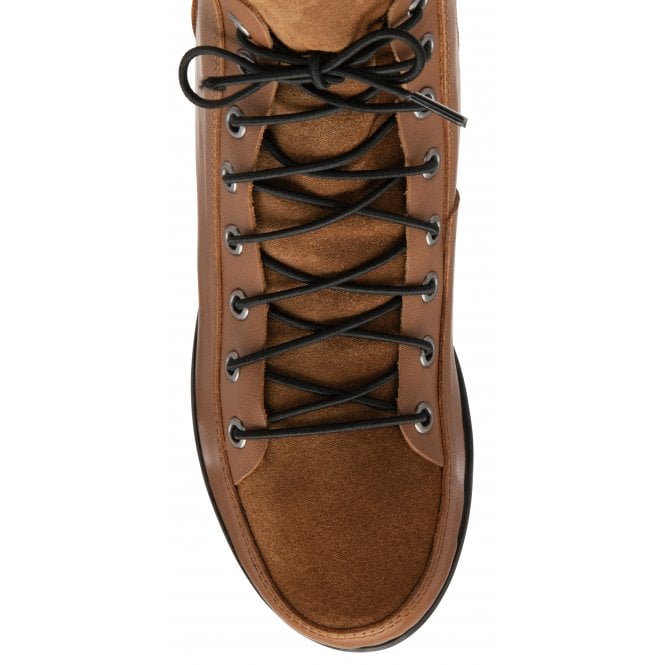 Tan Leather & Suede Delphine Wedge Ankle Boots | Lotus