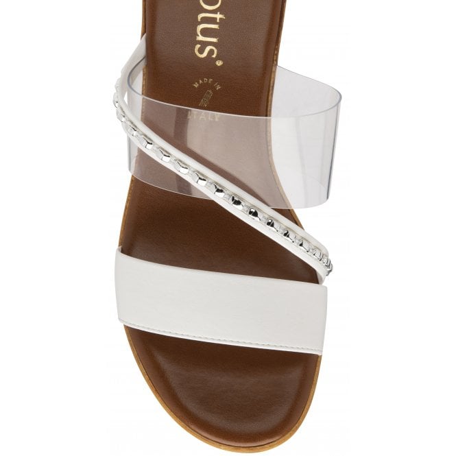 White Alma Mule Wedge Sandals | Lotus