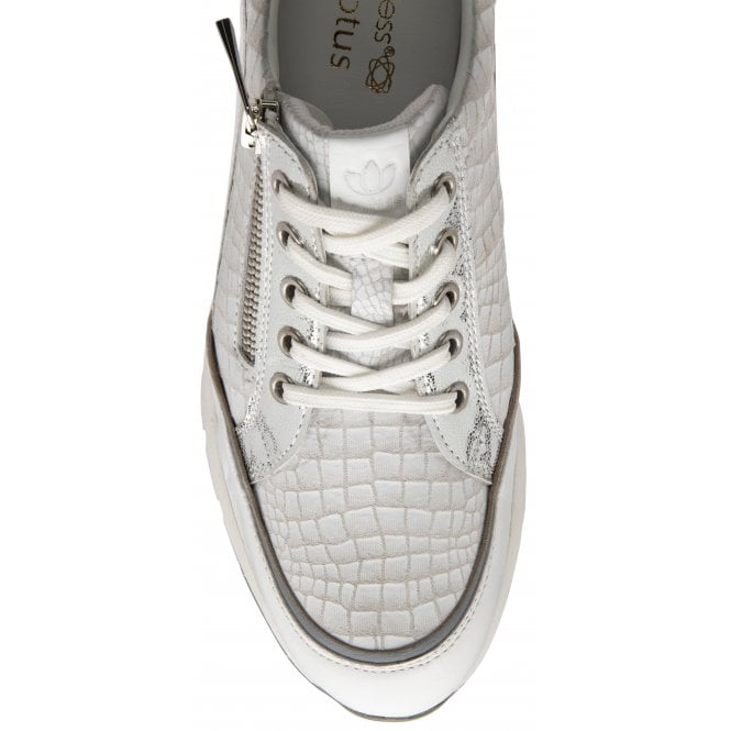 White Croc-Print Leather Sanford Casual Trainers | Stressless By Lotus