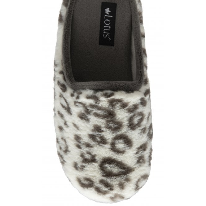 White Leopard-Print Cara Mule Slippers | Lotus