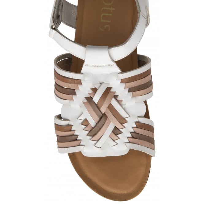 White Multi-Leather Cairnes Open-Toe Flatform Sandals | Lotus