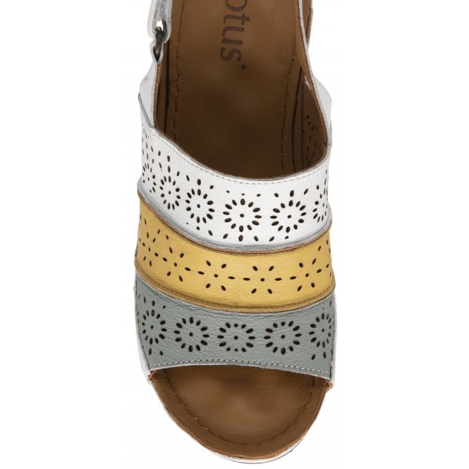 White Multi-Leather Neylan Wedge Sandals | Lotus