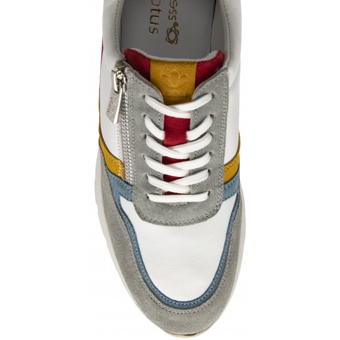 White Multi-Leather Suzuka Zip-Up Casual Trainers | Stressless By Lotus