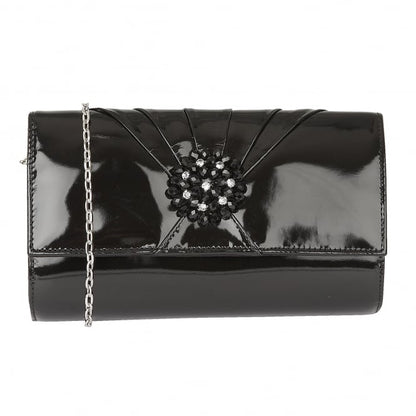  Black Aria Patent Cluster Clutch Bag | Lotus 