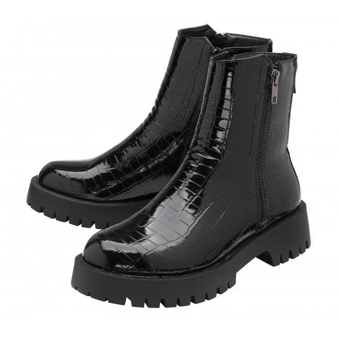  Black Croc-Print Corinna Ankle Boots | Lotus