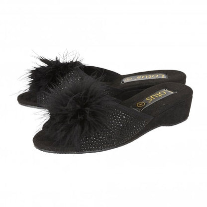  Black & Diamante Allure Slippers | Lotus