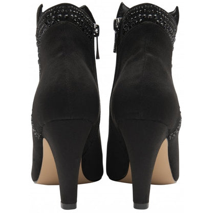  Black & Diamante Emma Heeled Ankle Boots | Lotus