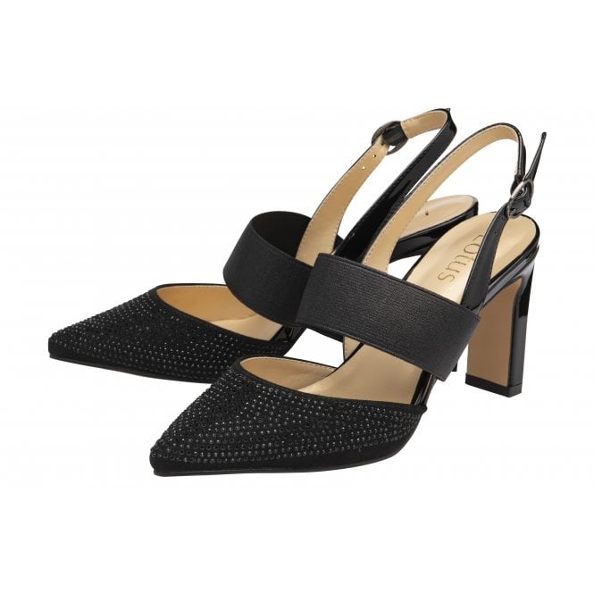  Black & Diamante Joie Slingback Court Shoes | Lotus
