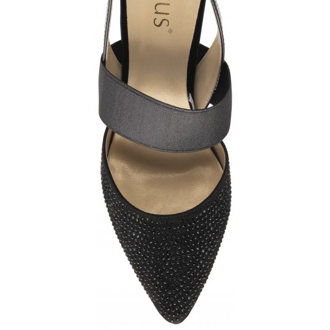  Black & Diamante Joie Slingback Court Shoes | Lotus