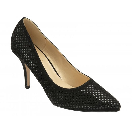  Black & Diamante Kayla Court Shoes | Lotus