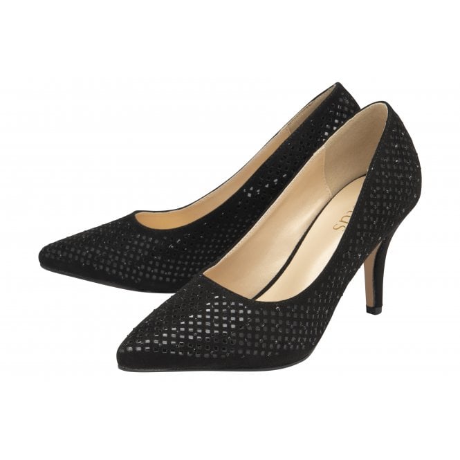  Black & Diamante Kayla Court Shoes | Lotus