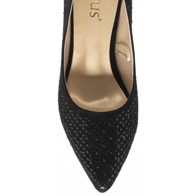  Black & Diamante Kayla Court Shoes | Lotus