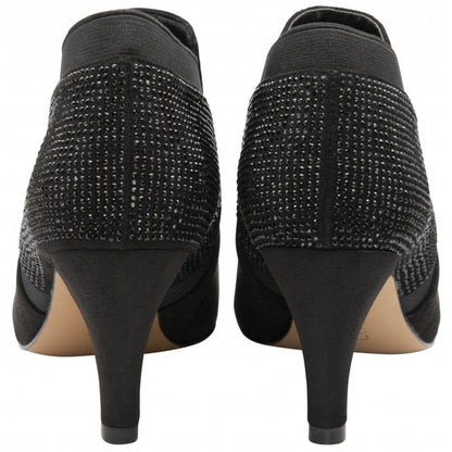  Black & Diamante Kristina Pointed Toe Shoe-Boots | Lotus