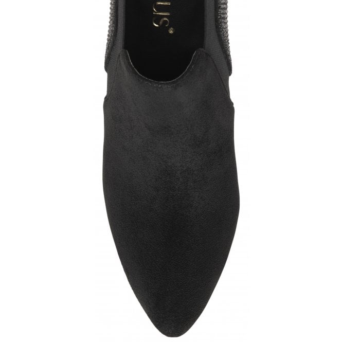  Black & Diamante Kristina Pointed Toe Shoe-Boots | Lotus