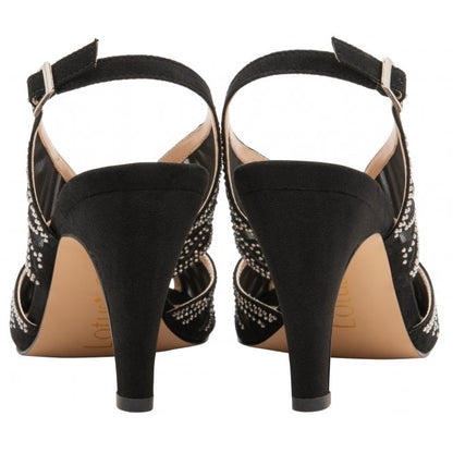  Black & Diamante Natalia Peep-Toe Sandals | Lotus
