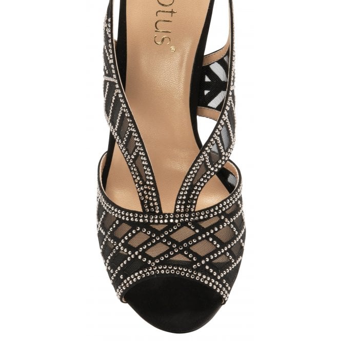  Black & Diamante Natalia Peep-Toe Sandals | Lotus