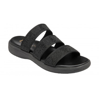  Black & Diamante Olga Mule Sandals | Lotus