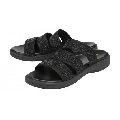  Black & Diamante Olga Mule Sandals | Lotus