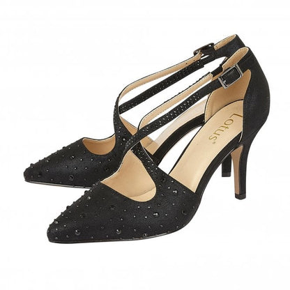  Black & Diamante Panache Court Shoes | Lotus