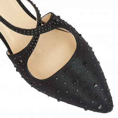  Black & Diamante Panache Court Shoes | Lotus