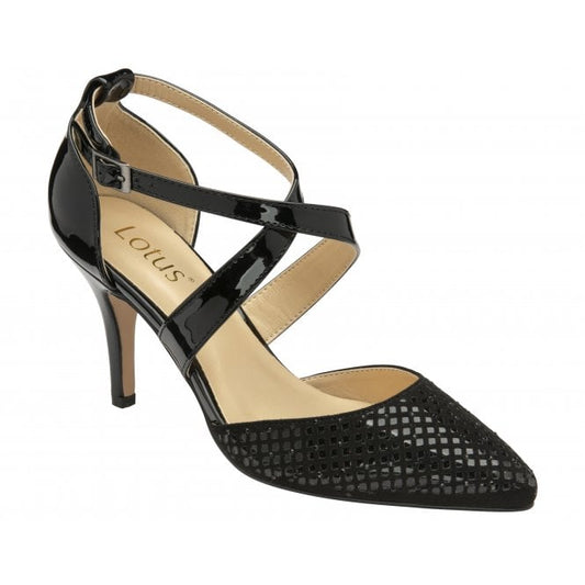  Black & Diamante Sophia Court Shoes | Lotus