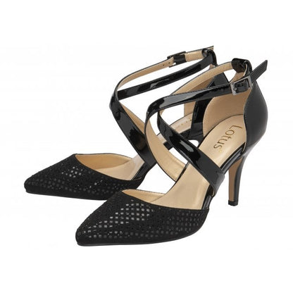  Black & Diamante Sophia Court Shoes | Lotus